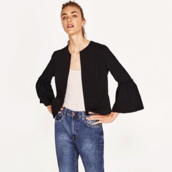 Zara Jackets & Blazers - Zara Textured Flared Sleeve Open Front Blazer S